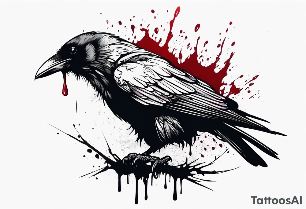 a black raven dripped in blood tattoo idea