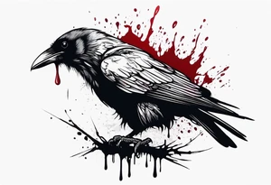 a black raven dripped in blood tattoo idea