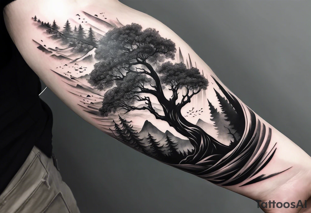 Trees stretching down my forearm tattoo idea