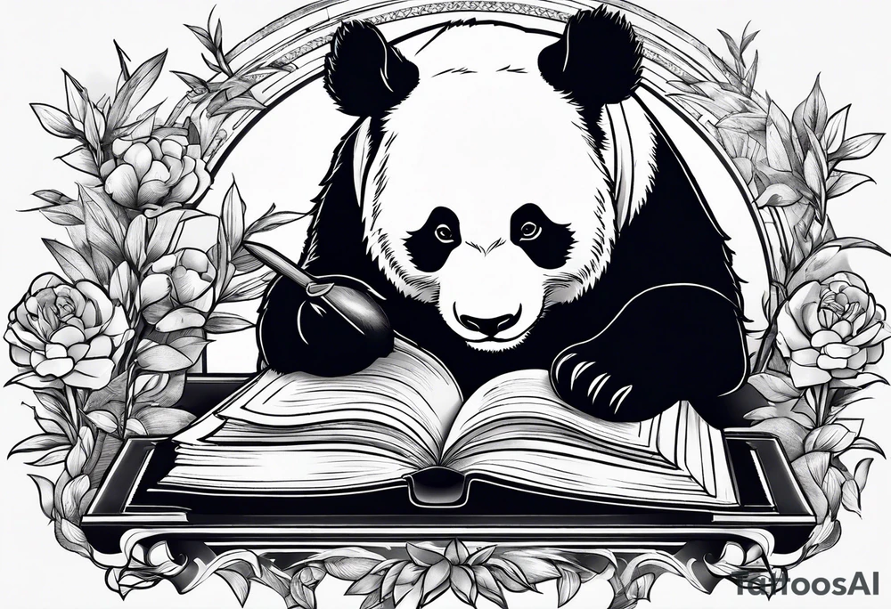 A panda reading a book tattoo idea