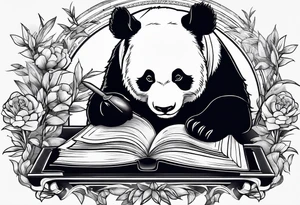 A panda reading a book tattoo idea