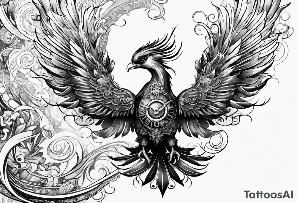 steampunk phoenix tattoo idea