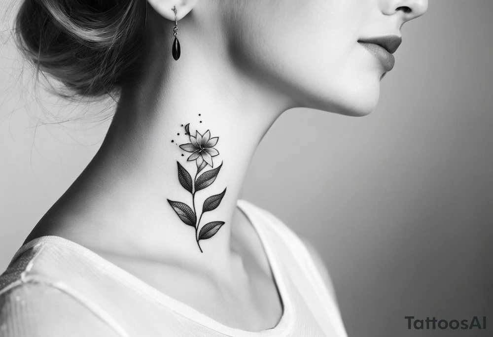 Design a minimalist tattoo featuring a combination of small flowers and leaves, arranged in a graceful, flowing pattern tattoo idea