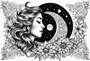 Moon and sun tattoo idea