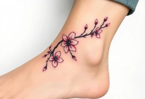 delicate cherry blossoms swirling in spring breeze with petals tattoo idea