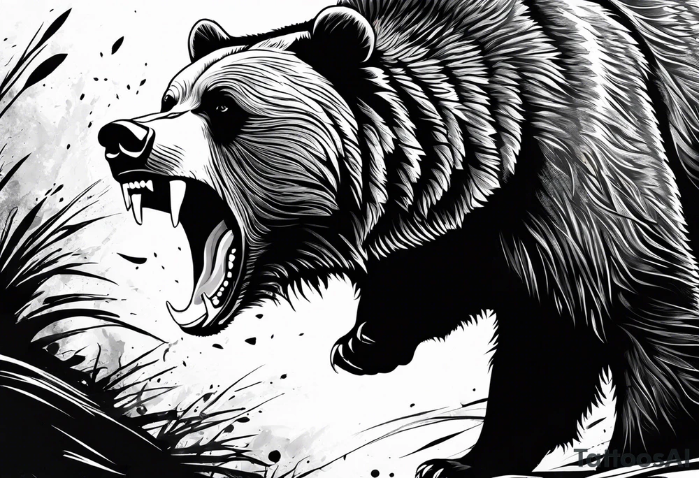 Grizzly bear growling tattoo idea