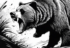 Grizzly bear growling tattoo idea