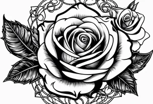 Country music microphone, roses and barbed wire in background tattoo idea