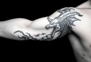 Left arm sleeve. I already have a sun on my deltoid made out of stone. Add theme from the movie never ending story with felcor and atrui tattoo idea