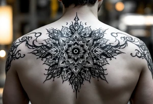 intricate mandala with sacred geometry and cosmic elements tattoo idea