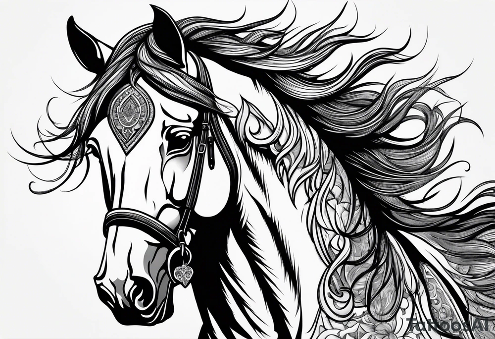 Linework horse tattoo idea