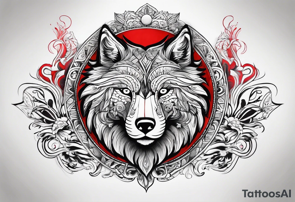 Lobo con Caperucita roja tattoo idea