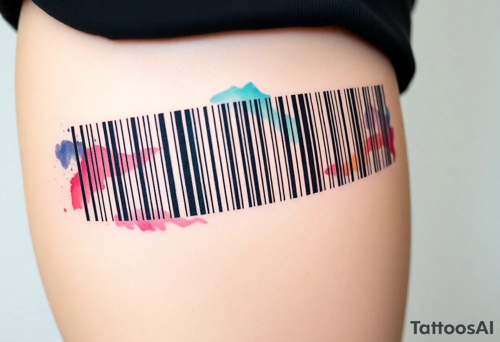 A barcode where the lines glitch and distort at the edges, symbolizing a love that breaks traditional codes. tattoo idea