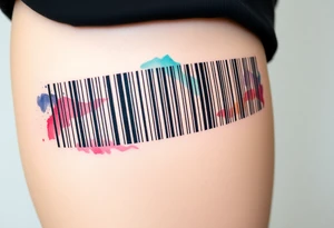 A barcode where the lines glitch and distort at the edges, symbolizing a love that breaks traditional codes. tattoo idea