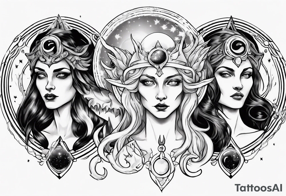 The High Priestesses. Hecate, Artemis and Selene. Representing Magic, Intuition and The Moon. tattoo idea