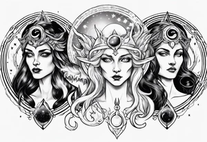 The High Priestesses. Hecate, Artemis and Selene. Representing Magic, Intuition and The Moon. tattoo idea