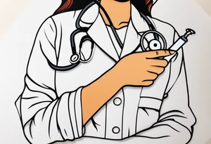 “Do no harm but take no shit” in calligraphy with middle finger and stethoscope for nurse tattoo idea
