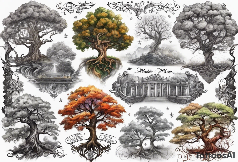 Family tree with names for a forearm of a man tattoo idea