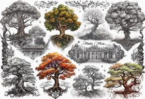 Family tree with names for a forearm of a man tattoo idea