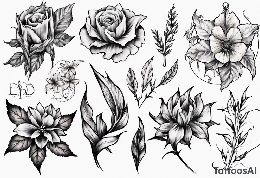 Lord of the rings flowers and leaves tattoo idea