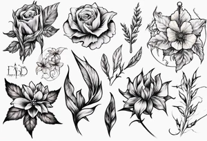 Lord of the rings flowers and leaves tattoo idea