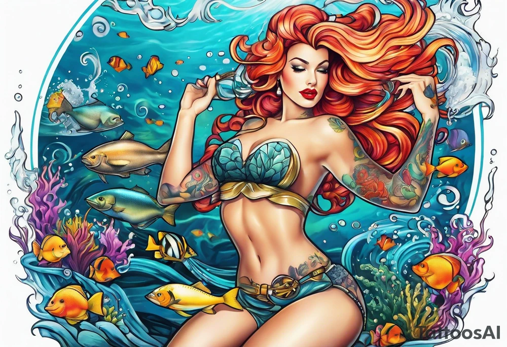 Pinup underwater tattoo idea