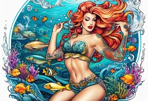 Pinup underwater tattoo idea