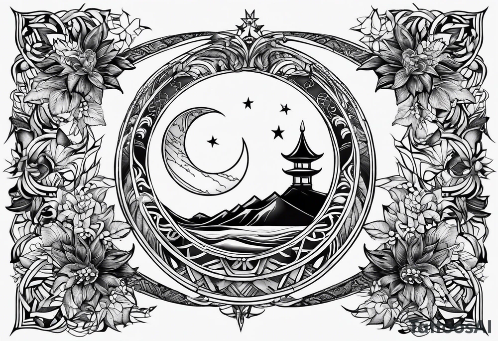 Crescent moon and freedom tattoo idea