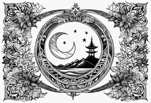 Crescent moon and freedom tattoo idea