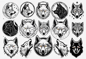 Wolve howling to moon tattoo idea