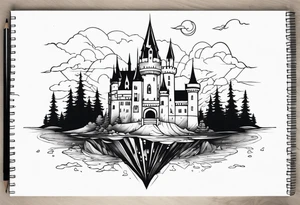 a castle floating in the crystal tattoo idea