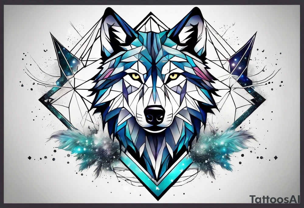 Constellation, two animal wolf, géométric tattoo idea