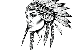 Female Native American with headband tattoo idea