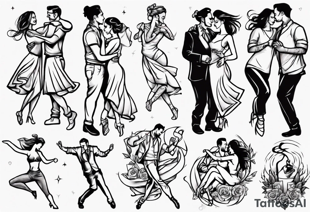 Couple dancing tattoo idea