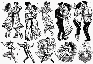 Couple dancing tattoo idea