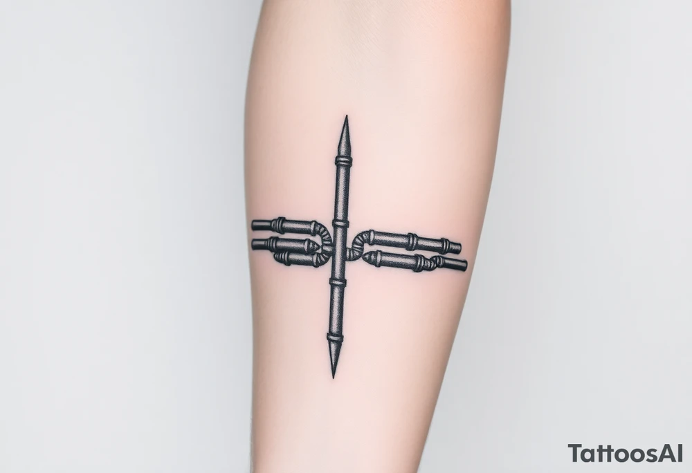 wide vertical System of thin pipes that transitions and transforms outwards of sides and end into thick, widespread 
veins of forearm tattoo idea