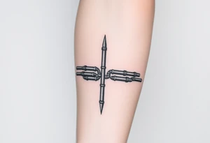 wide vertical System of thin pipes that transitions and transforms outwards of sides and end into thick, widespread 
veins of forearm tattoo idea