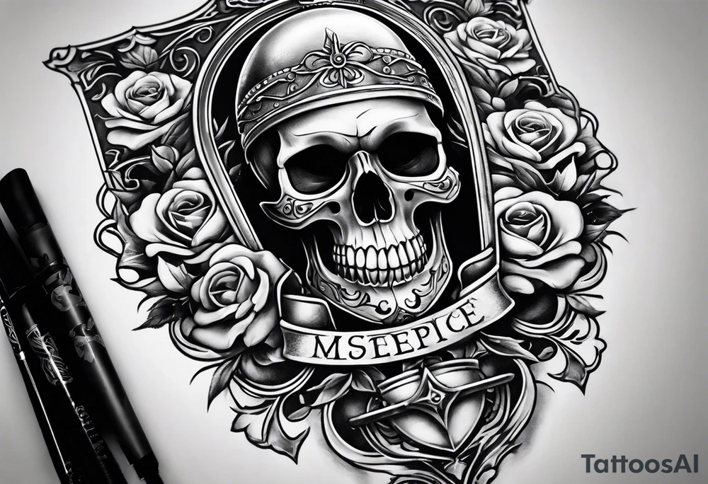 Hour glass skull on bottom tattoo idea