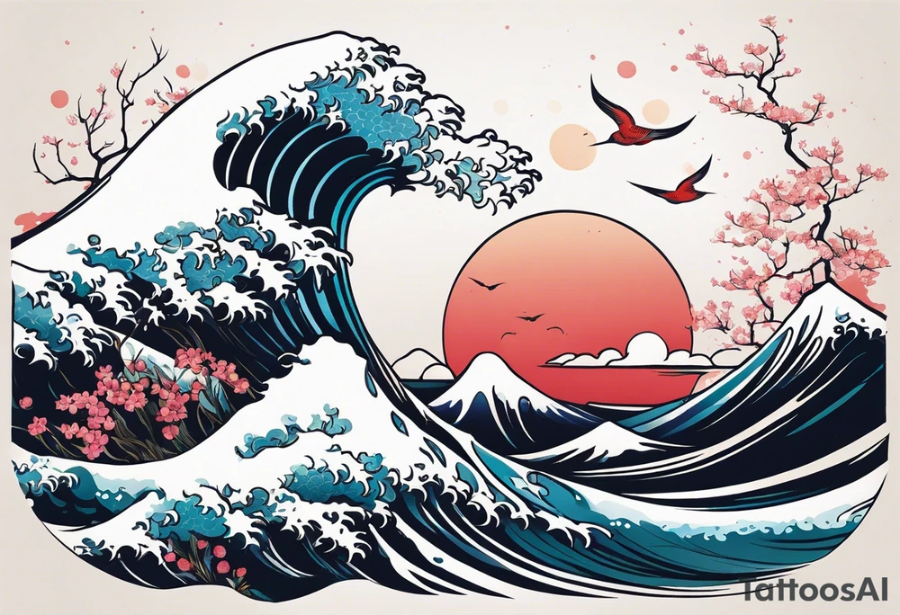 minimalistic calm sea background tattoo idea