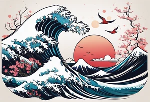 minimalistic calm sea background tattoo idea