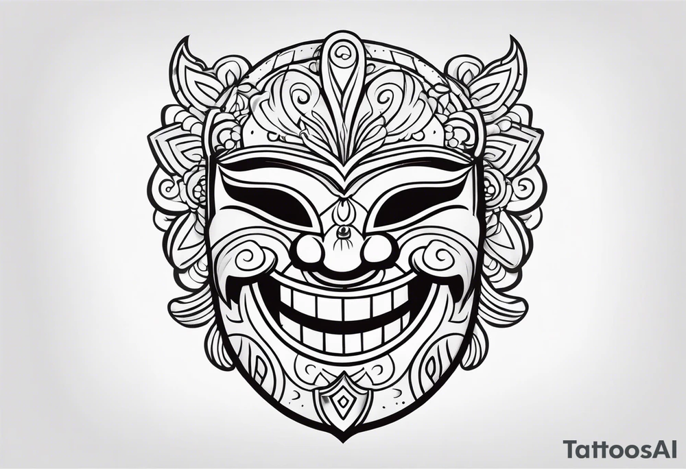 Laughing mask Mexican style tattoo idea