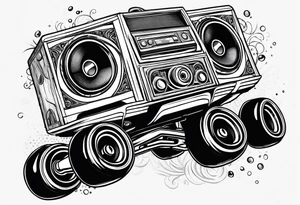 Boombox rollerskates tattoo idea