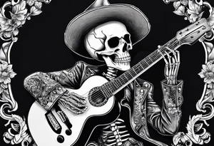 skeleton playing guitar. tattoo idea