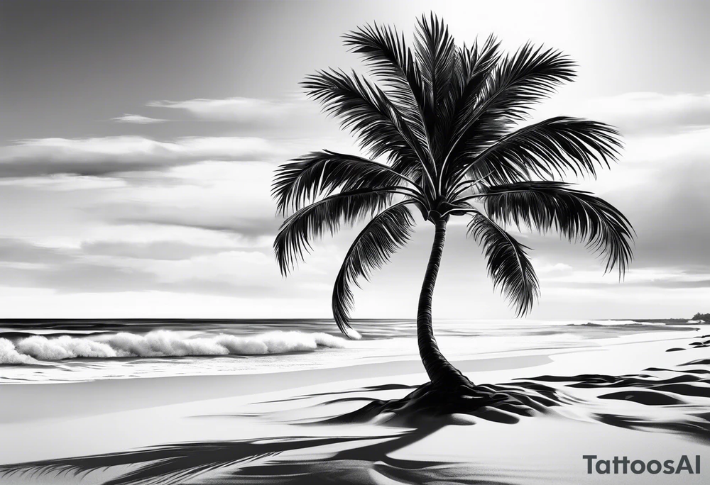 A lonely palm tree tattoo idea