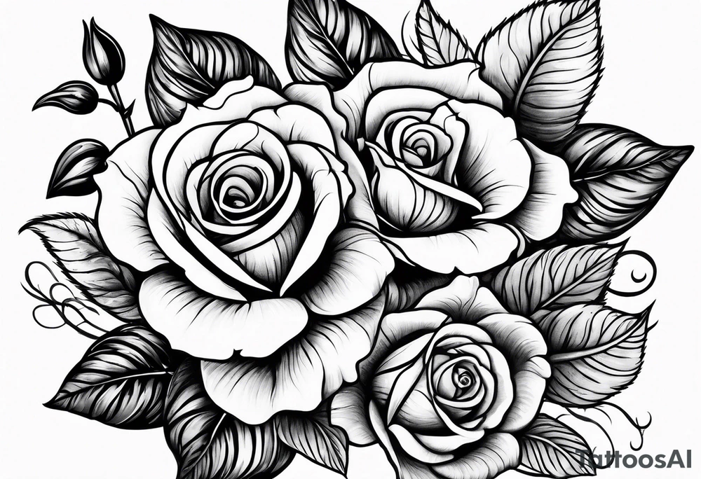 violets and rose tattoo idea