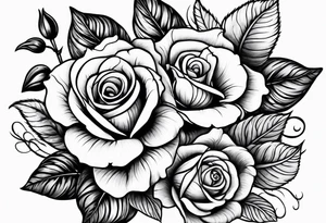 violets and rose tattoo idea