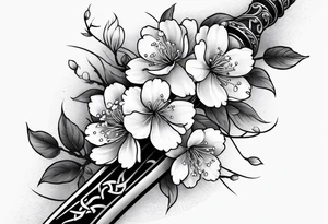 Japanese cherry blossoms sword forearm tattoo tattoo idea