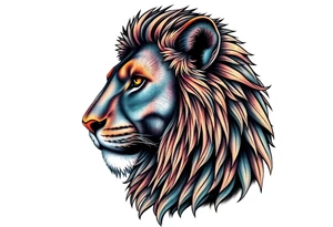 Close up majestic lion with. Side should show change, growth and purpose tattoo idea