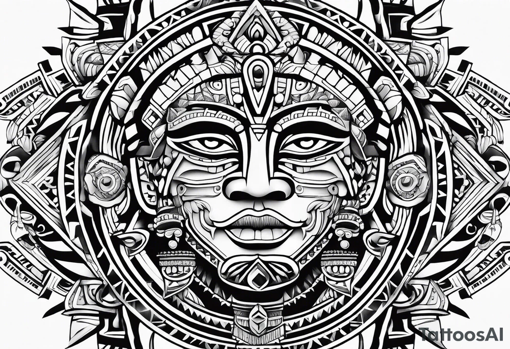 aztec style art tattoo idea