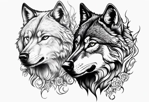 Wolf from flames from rose tattoo idea